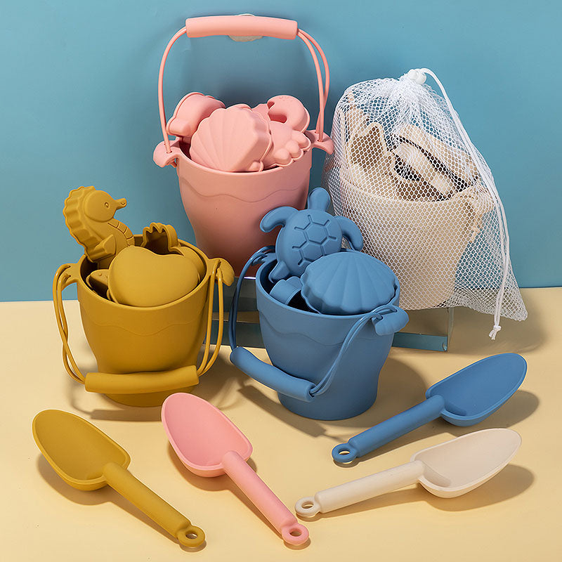 Children Toys Silicone Beach Toy Set with Bucket