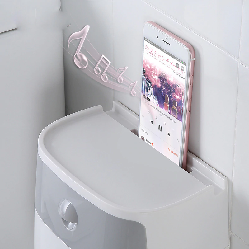 Wall-Mount Toilet Paper Holder with Storage