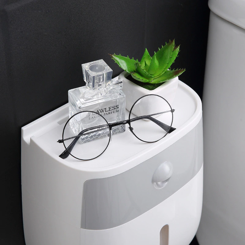 Wall-Mount Toilet Paper Holder with Storage