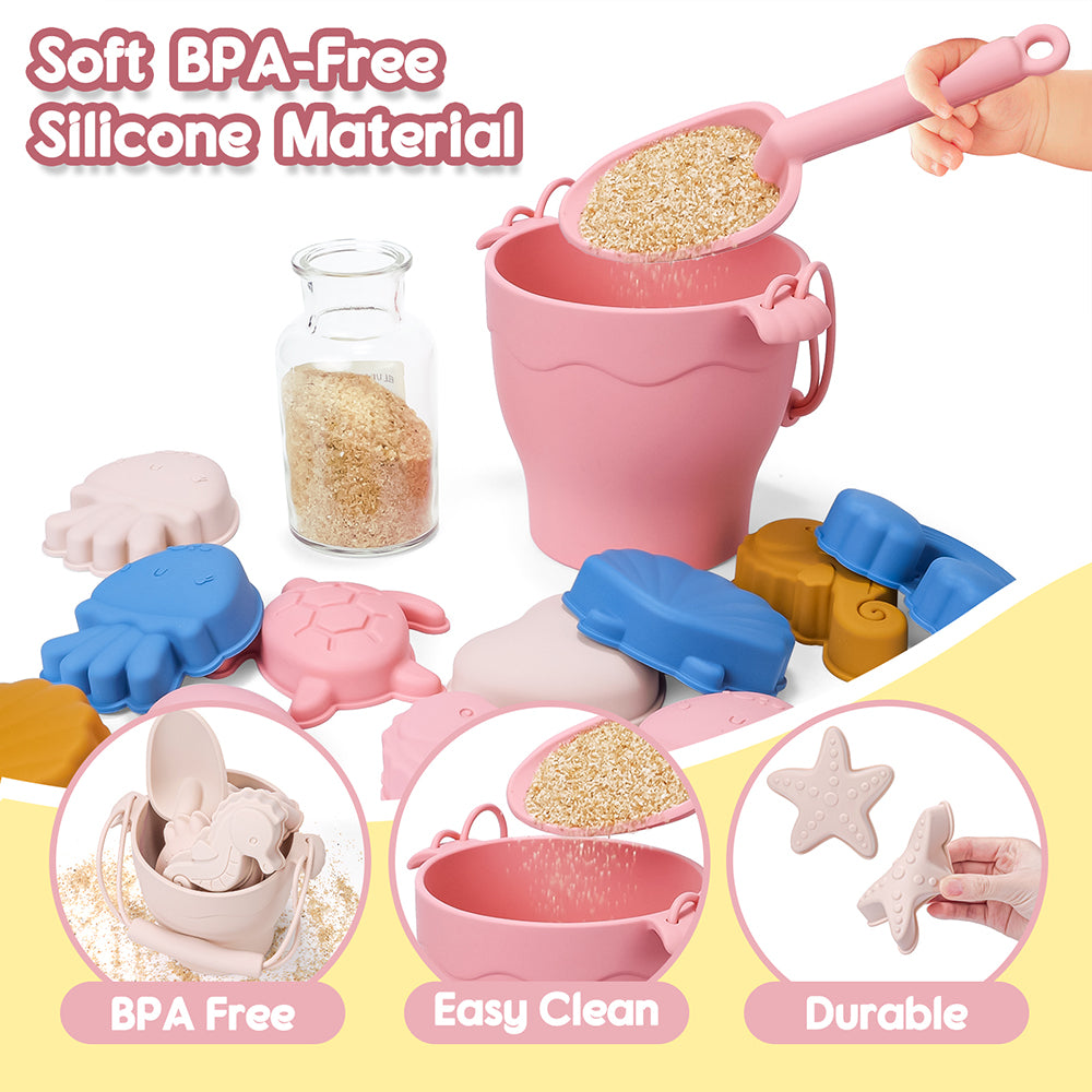 Children Toys Silicone Beach Toy Set with Bucket
