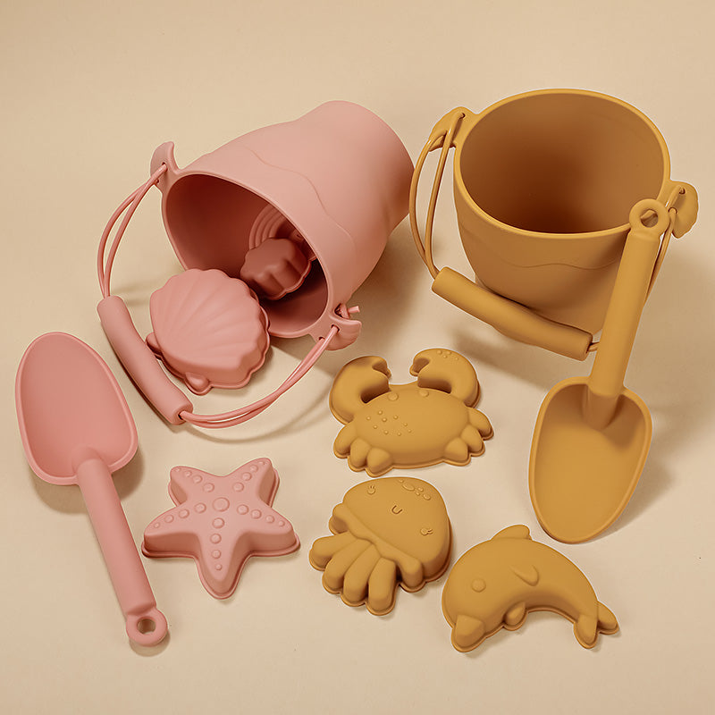 Children Toys Silicone Beach Toy Set with Bucket