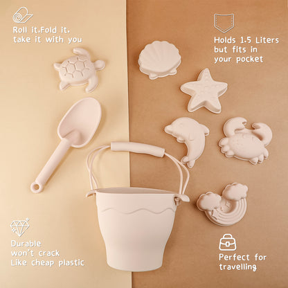 Children Toys Silicone Beach Toy Set with Bucket