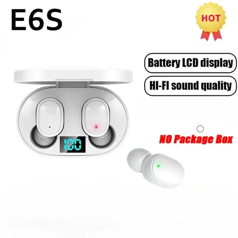 E6S Wireless Bluetooth Earbuds – TWS Noise Cancelling Earphones with Mic & Charging Case