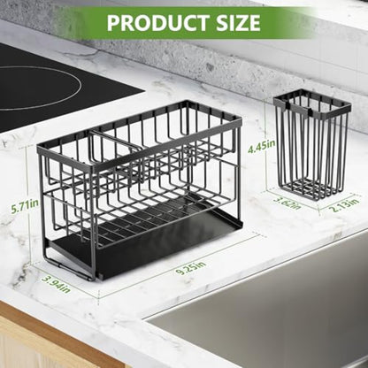 Cisily Silver 2-Tier Kitchen Sink Caddy Organzier Rack