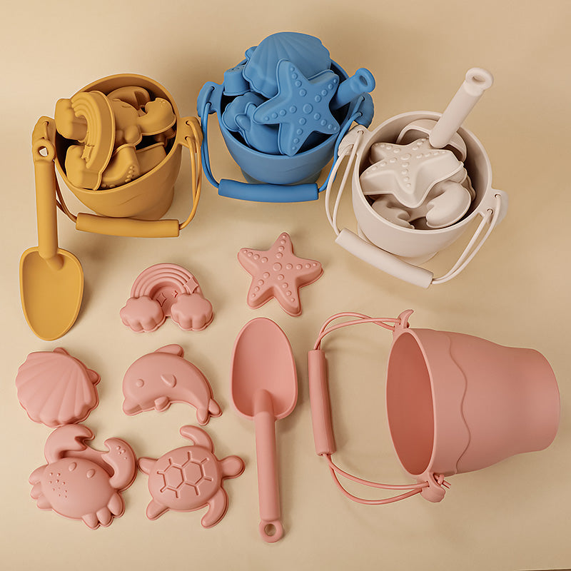 Children Toys Silicone Beach Toy Set with Bucket