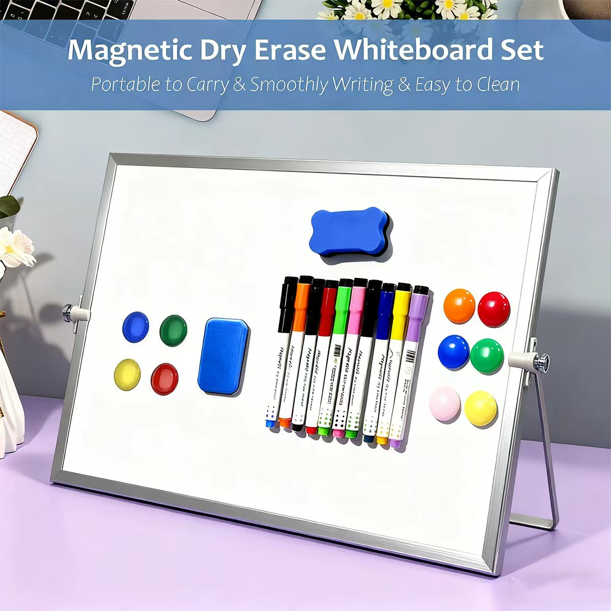 Double-Sided Magnetic White Board with Stand