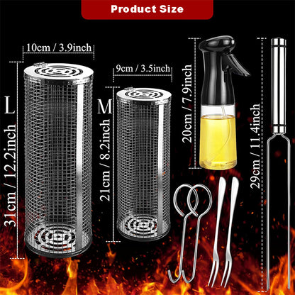 Basket Stainless Steel Rolling Grilling Basket Wire Mesh