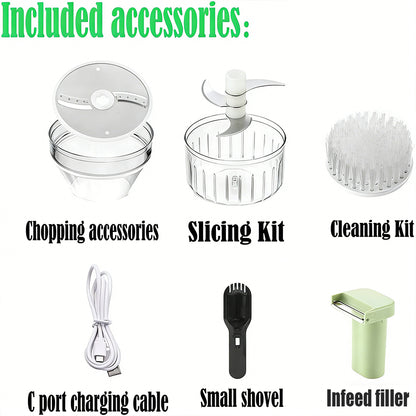 Multi-Functional Portable Wireless Vegetable Processor Electric 4-in-1