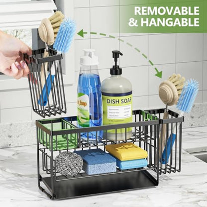 Cisily Silver 2-Tier Kitchen Sink Caddy Organzier Rack