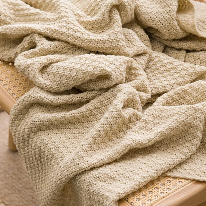 1PC Nordic Knit Blankets for Bed Sofa Couch Chunky Bedspread Knitted Throw Blanket with Tassel Waffle Embossed Blanket Peitto