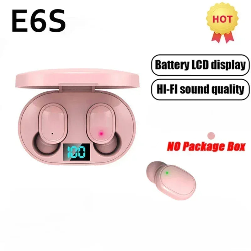 E6S Wireless Bluetooth Earbuds – TWS Noise Cancelling Earphones with Mic & Charging Case