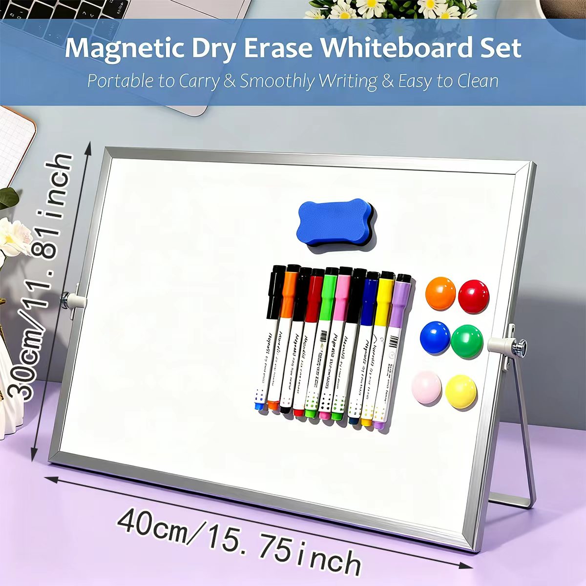 Double-Sided Magnetic White Board with Stand