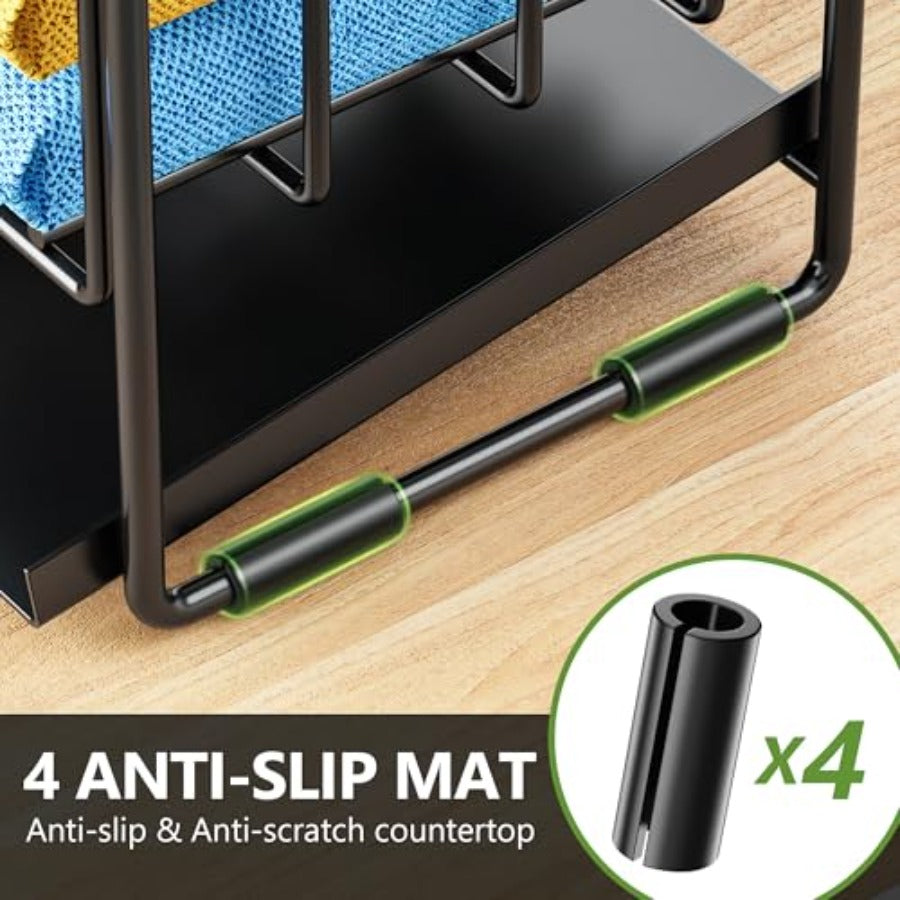 Cisily Silver 2-Tier Kitchen Sink Caddy Organzier Rack