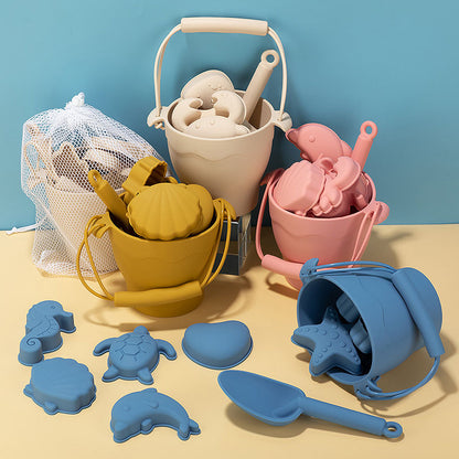 Children Toys Silicone Beach Toy Set with Bucket