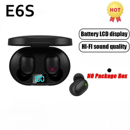 E6S Wireless Bluetooth Earbuds – TWS Noise Cancelling Earphones with Mic & Charging Case