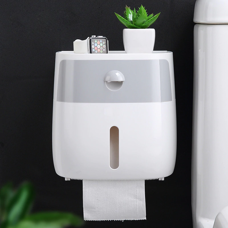 Wall-Mount Toilet Paper Holder with Storage