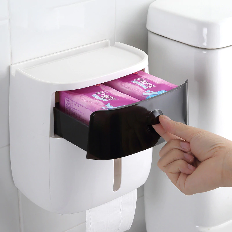 Wall-Mount Toilet Paper Holder with Storage