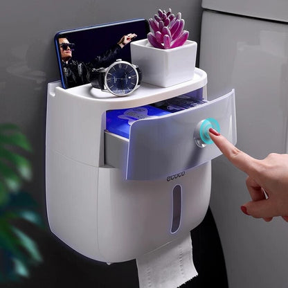 Wall-Mount Toilet Paper Holder with Storage