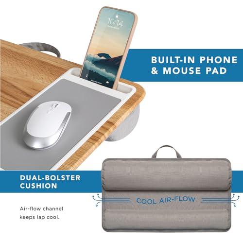 Bamboo Lap Desk with Cushion Portable Laptop Tray
